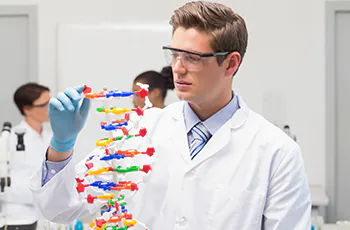 Scientist making DNA helix in the laboratory